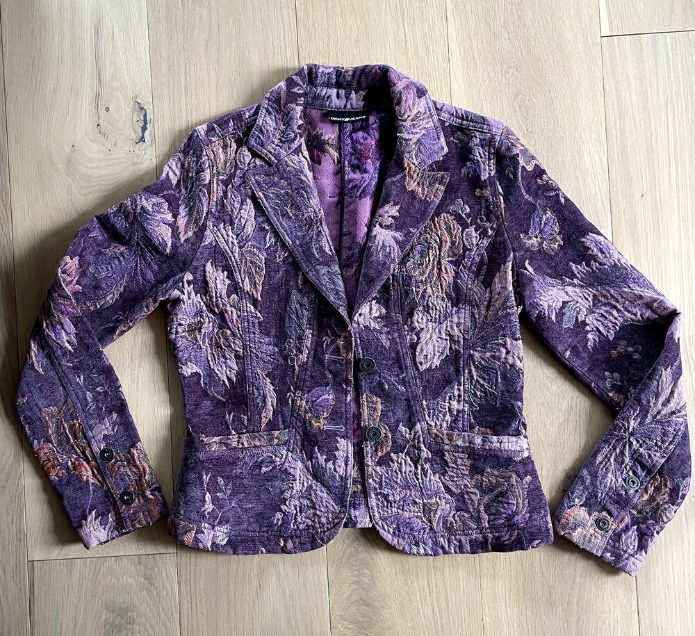 VTG Y2K DKNY Purple Pink Floral Brocade Blazer
